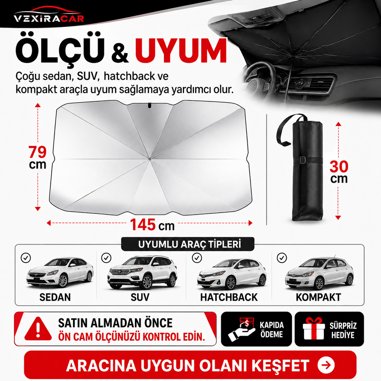 Katlanabilir Araç Ön Cam Güneşliği