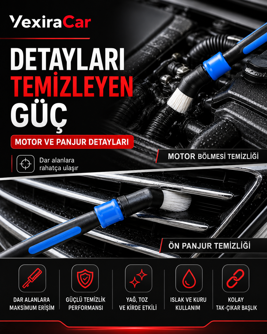 Premium 4'lü Detay Fırça Seti