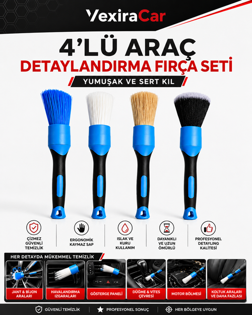 Premium 4'lü Detay Fırça Seti